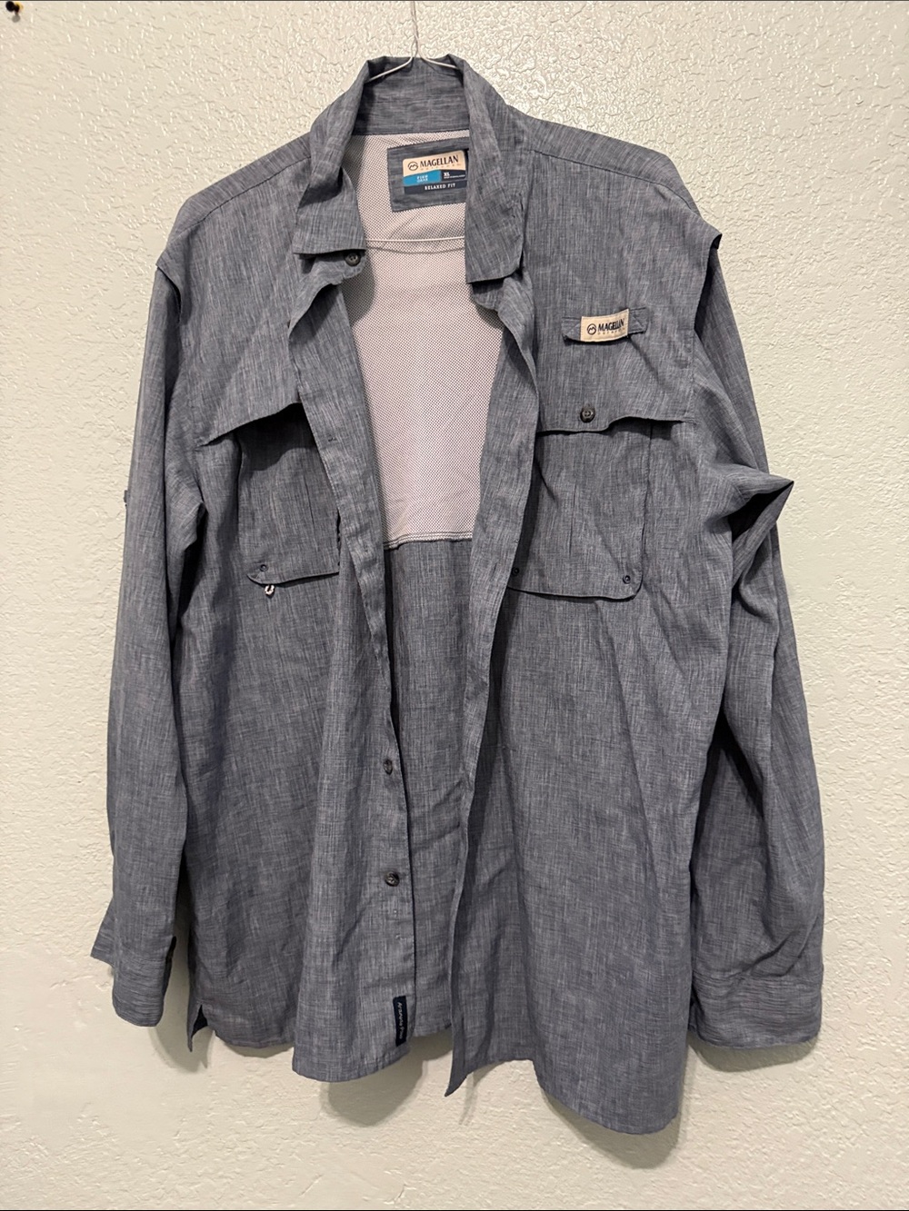 Magellan Outdoors Men's Lightweight Chambray Shirt Jacket - Grey